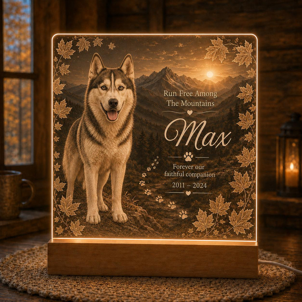 Pet Remembrance Light, Custom Black Lab Photo Plaque, Personalized Heart Acrylic Lamp, Dog Loss Keepsake, Sympathy Gift for Her