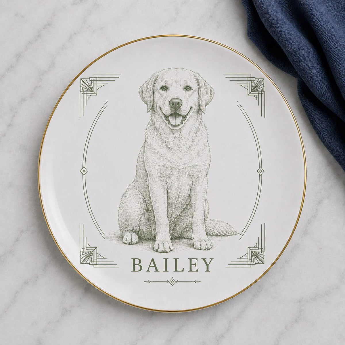 Personalized French Bulldog Portrait Plate, Custom Dog Portrait Plate, Frenchie Gift, Art Deco Pet Portrait, Custom Pet Name Decor