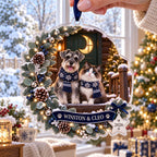 Moonlit Pet Christmas Ornament, Personalized Dog Cat Acrylic Keepsake, Custom Pet Name Winter Decor, Pet Parent Gift