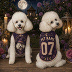 Witch Dog Jersey, Personalized Pet Name Halloween Shirt, Celestial Moon Phase Pet Jersey, Purple Witchy Dog Outfit, Custom Pet Gift