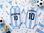 Custom Argentina Baby Bodysuit, Personalized Soccer Jersey Romper, Argentina Baby Football Outfit, Newborn Fan Gift