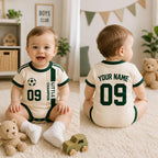 Little Champion Baby Romper, Custom Name Number Football Jersey, Green Newborn Match Day Outfit, First Birthday Gift, Sports Fan Wear