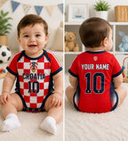 Croatia Baby Bodysuit, Personalized Soccer Jersey Romper, Custom Name Number Infant Outfit, Croatian Football Fan Gift, Baby Shower Gift
