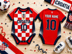 Croatia Baby Bodysuit, Personalized Soccer Jersey Romper, Custom Name Number Infant Outfit, Croatian Football Fan Gift, Baby Shower Gift