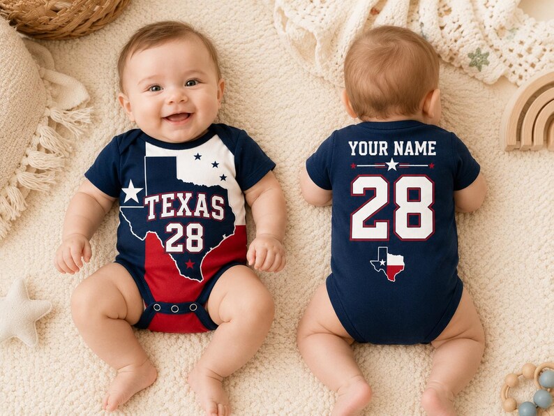 Texas State Baby Bodysuit, Personalized Name Number Outfit, Lone Star Newborn Clothes, Baby Shower Gift, Western Baby Gift