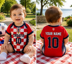 Croatia Baby Bodysuit, Personalized Soccer Jersey Romper, Custom Name Number Infant Outfit, Croatian Football Fan Gift, Baby Shower Gift