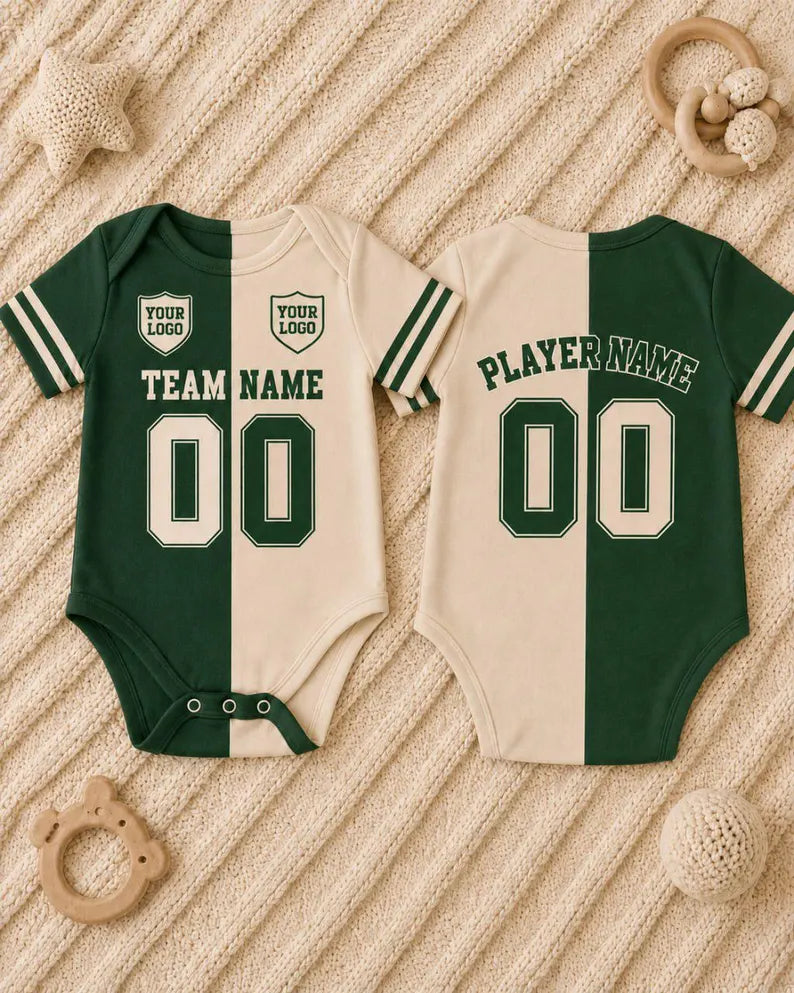 Personalized Baby Jersey Bodysuit, Custom Name Number Football Romper, Baby Sports Outfit, Game Day Onesie, Newborn Baby Shower Gift