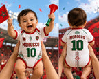 Morocco Baby Bodysuit, Personalized Soccer Jersey Outfit, Custom Name Number, Newborn Football Fan Gift, Game Day Baby