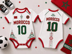 Morocco Baby Bodysuit, Personalized Soccer Jersey Outfit, Custom Name Number, Newborn Football Fan Gift, Game Day Baby
