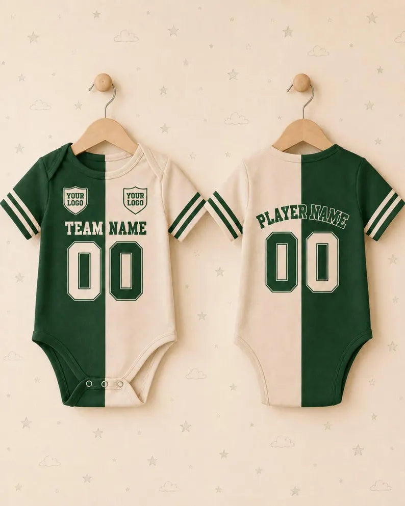 Personalized Baby Jersey Bodysuit, Custom Name Number Football Romper, Baby Sports Outfit, Game Day Onesie, Newborn Baby Shower Gift