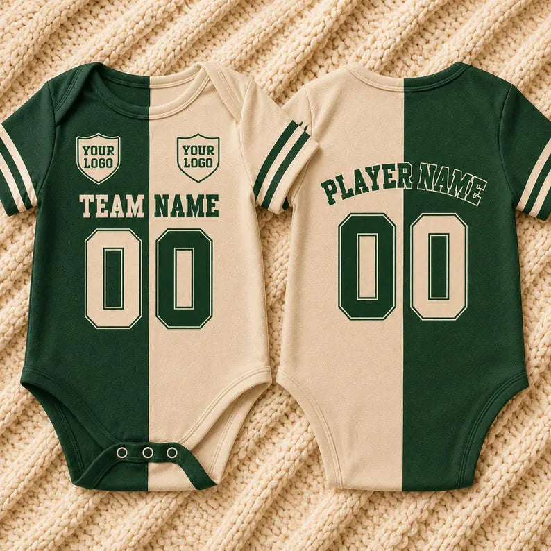 Personalized Baby Jersey Bodysuit, Custom Name Number Football Romper, Baby Sports Outfit, Game Day Onesie, Newborn Baby Shower Gift