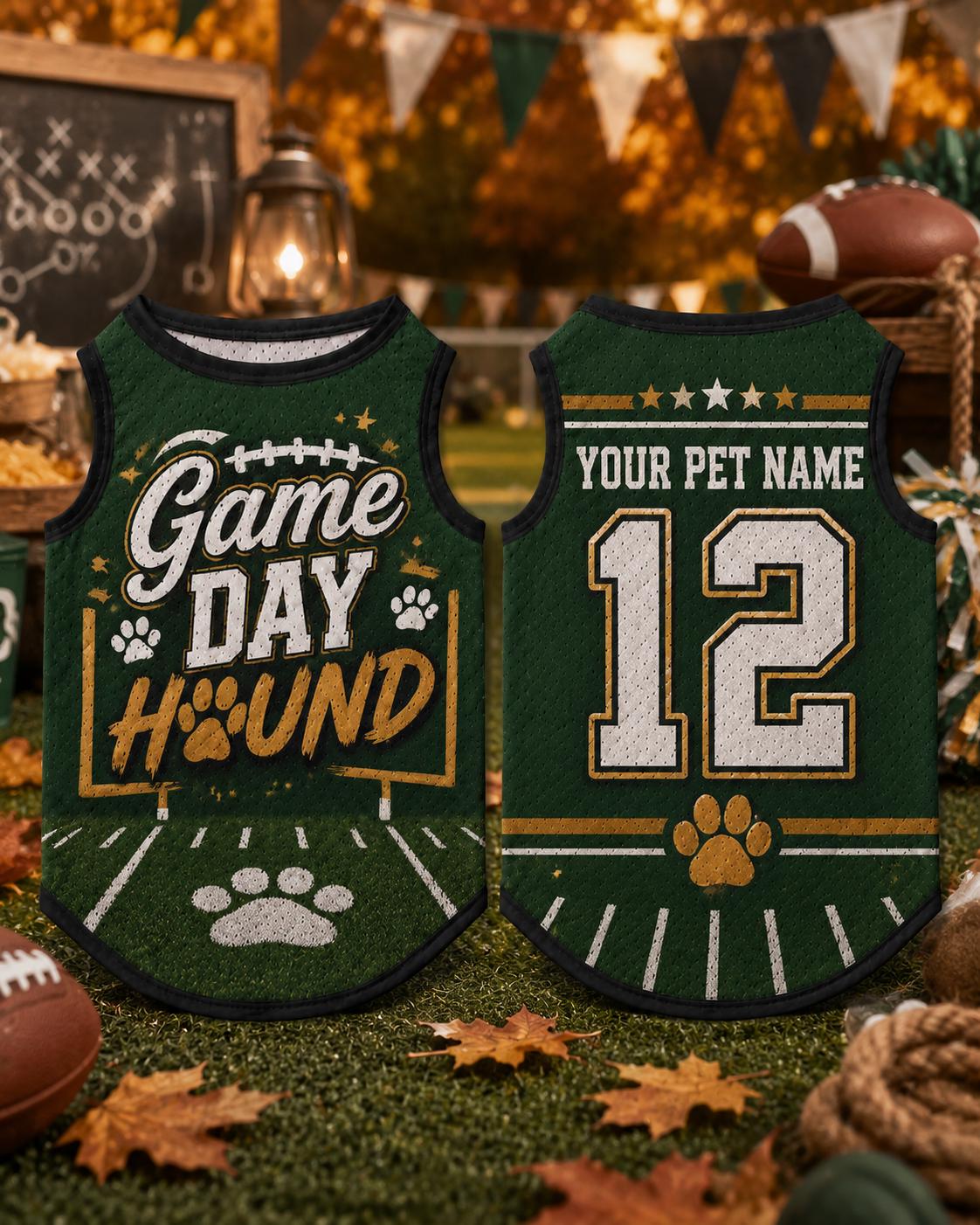 Game Day Hound Pet Jersey - Personalized Dog Name Number Shirt - image 3