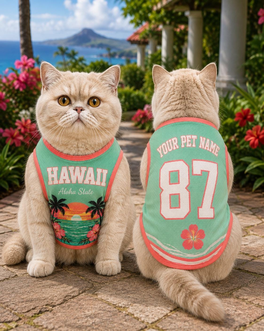 Hawaii Aloha State Pet Jersey - Personalized Dog Name Number Shirt