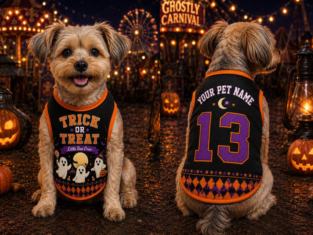 Trick or Treat Pet Jersey - Personalized Dog Name Number Shirt - image 5