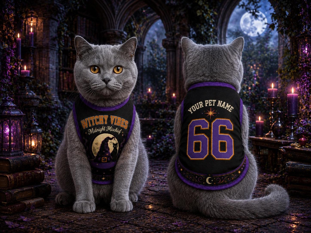 Witchy Vibes Pet Jersey - Personalized Dog Name Number Shirt