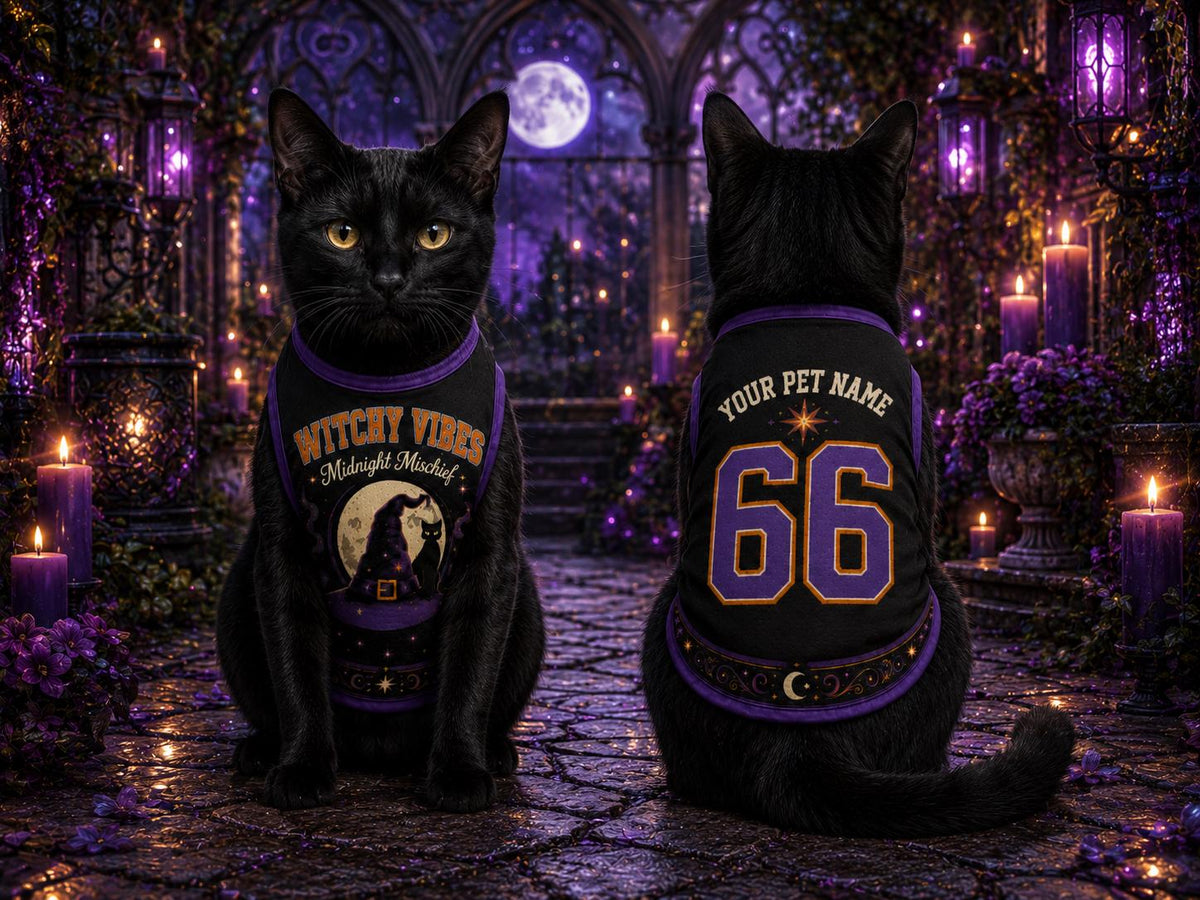 Witchy Vibes Pet Jersey - Personalized Dog Name Number Shirt - image 2
