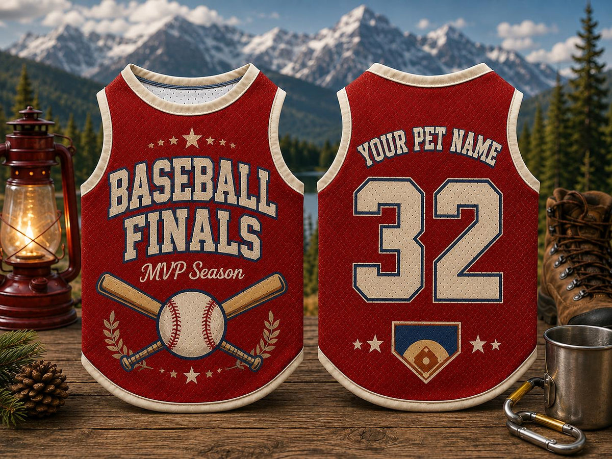 Baseball Finals Pet Jersey - Personalized Dog Name Number Shirt - image 6