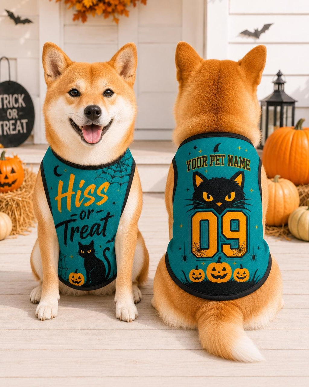 Halloween Pet Jersey - Personalized Cat Dog Name Number Shirt