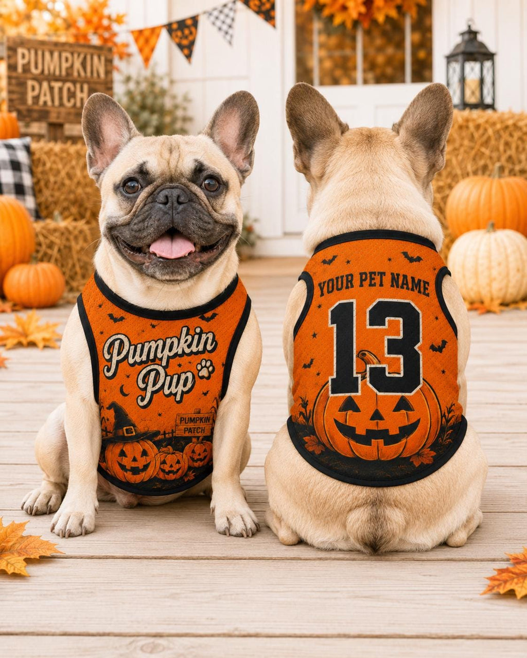 Pumpkin Pup Dog Jersey - Personalized Pet Name Number Shirt - image 2