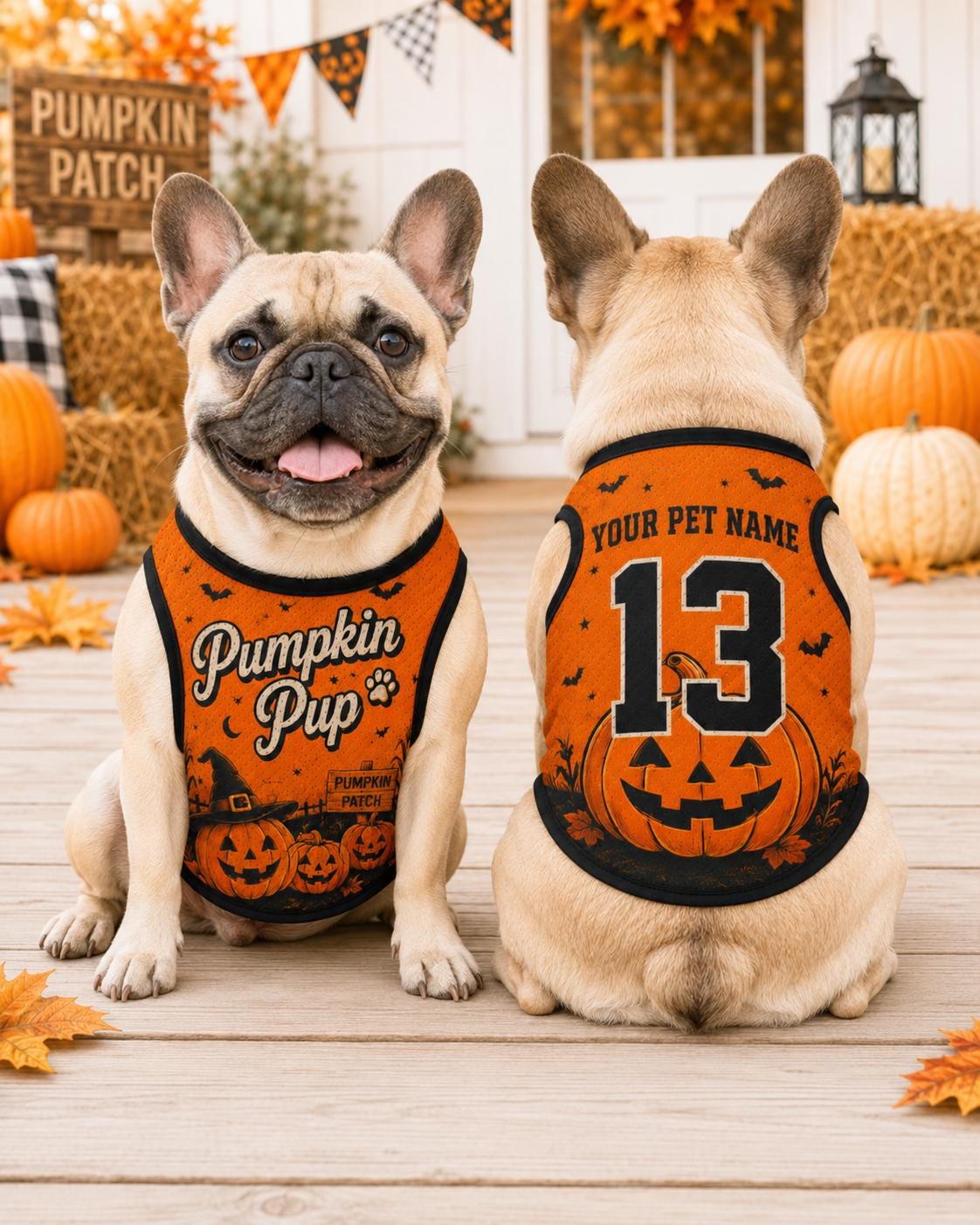 Pumpkin Pup Dog Jersey - Personalized Pet Name Number Shirt - image 2