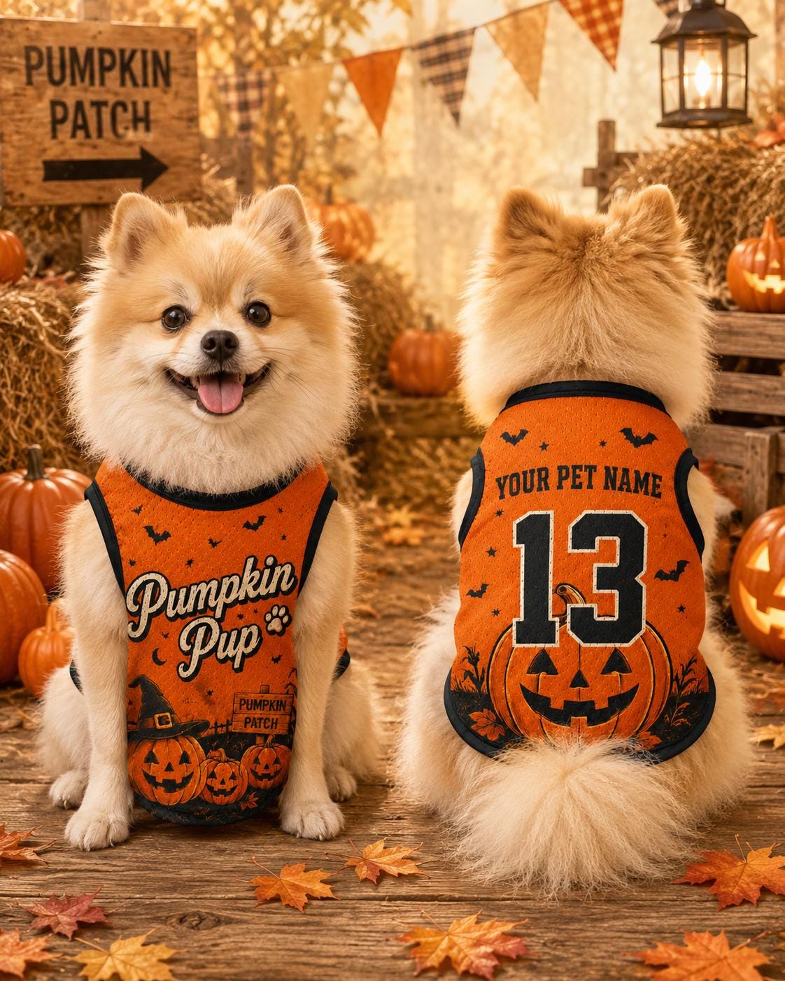 Pumpkin Pup Dog Jersey - Personalized Pet Name Number Shirt - image 4
