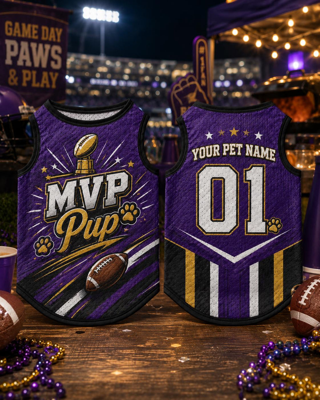 Personalized American Football Dog Jersey - Custom Pet Name Number Shirt - image 3