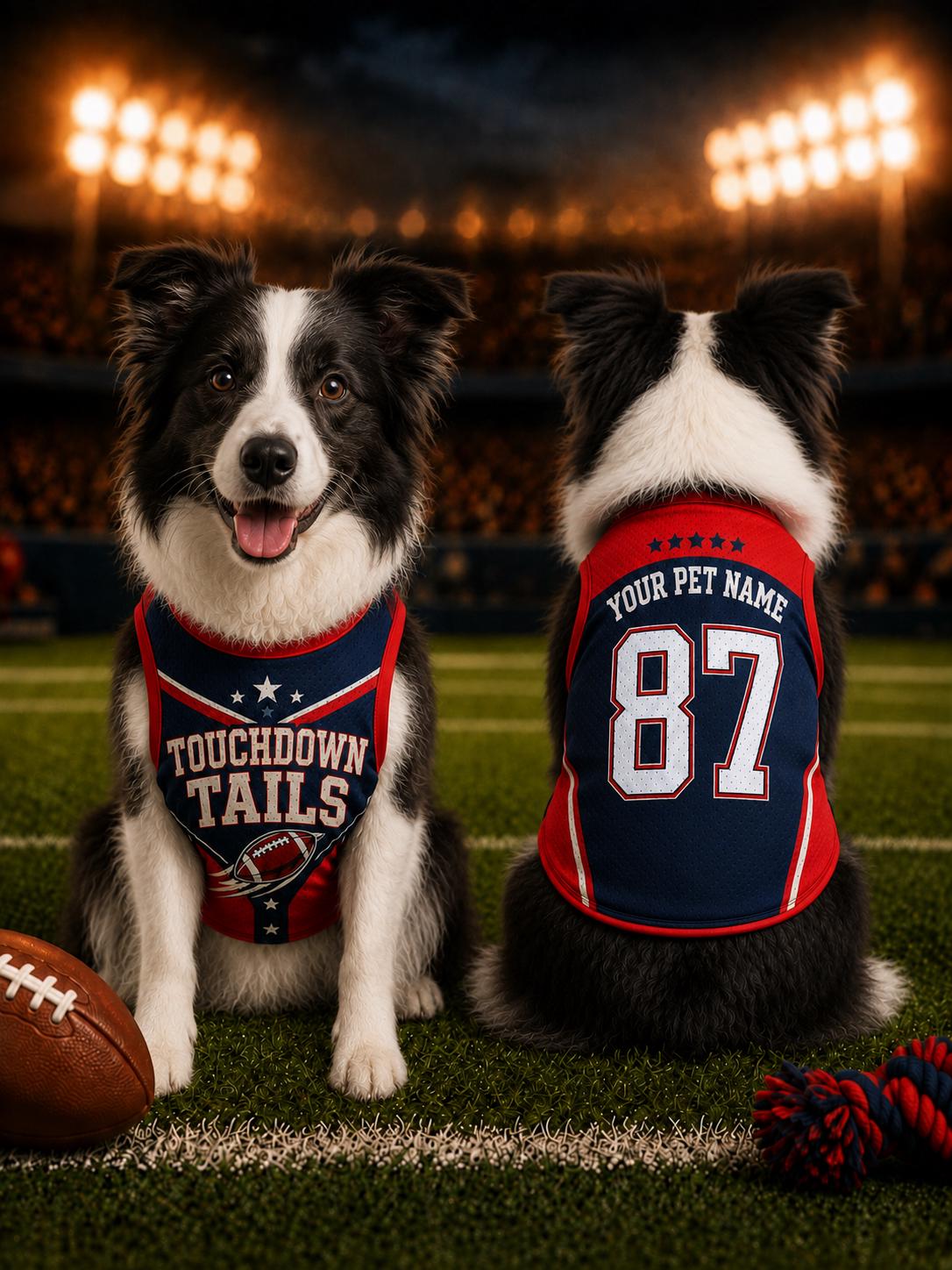 Touchdown Tails Pet Jersey - Personalized Dog Name Number Shirt - image 2