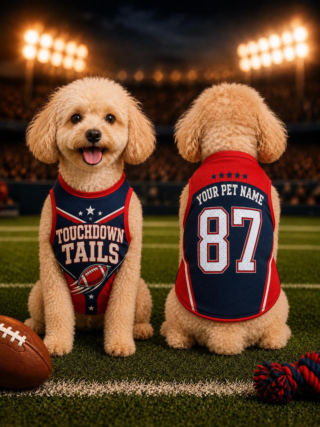 Touchdown Tails Pet Jersey - Personalized Dog Name Number Shirt - image 3