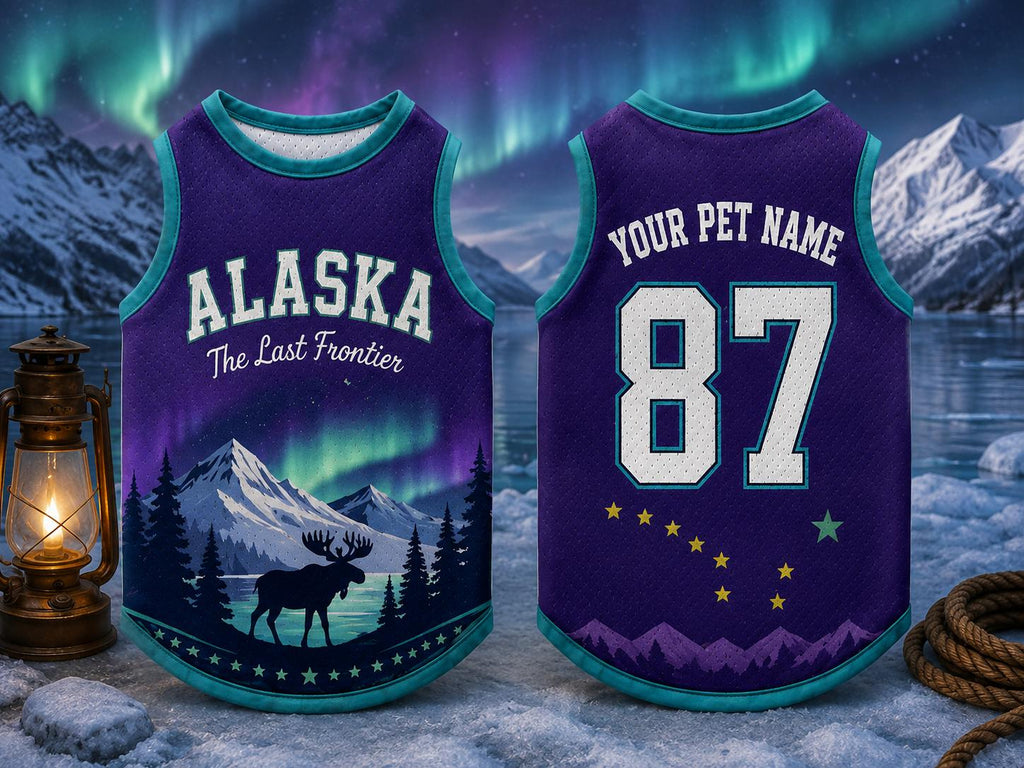 Alaska The Last Frontier Pet Jersey - Personalized Dog Name Number Shirt - image 5