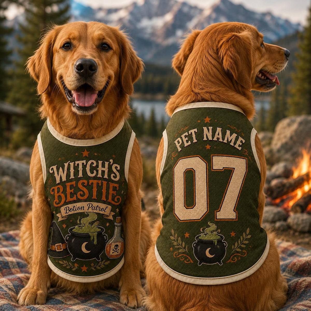 Witch's Bestie Pet Jersey - Custom Name Number Dog Shirt - image 5