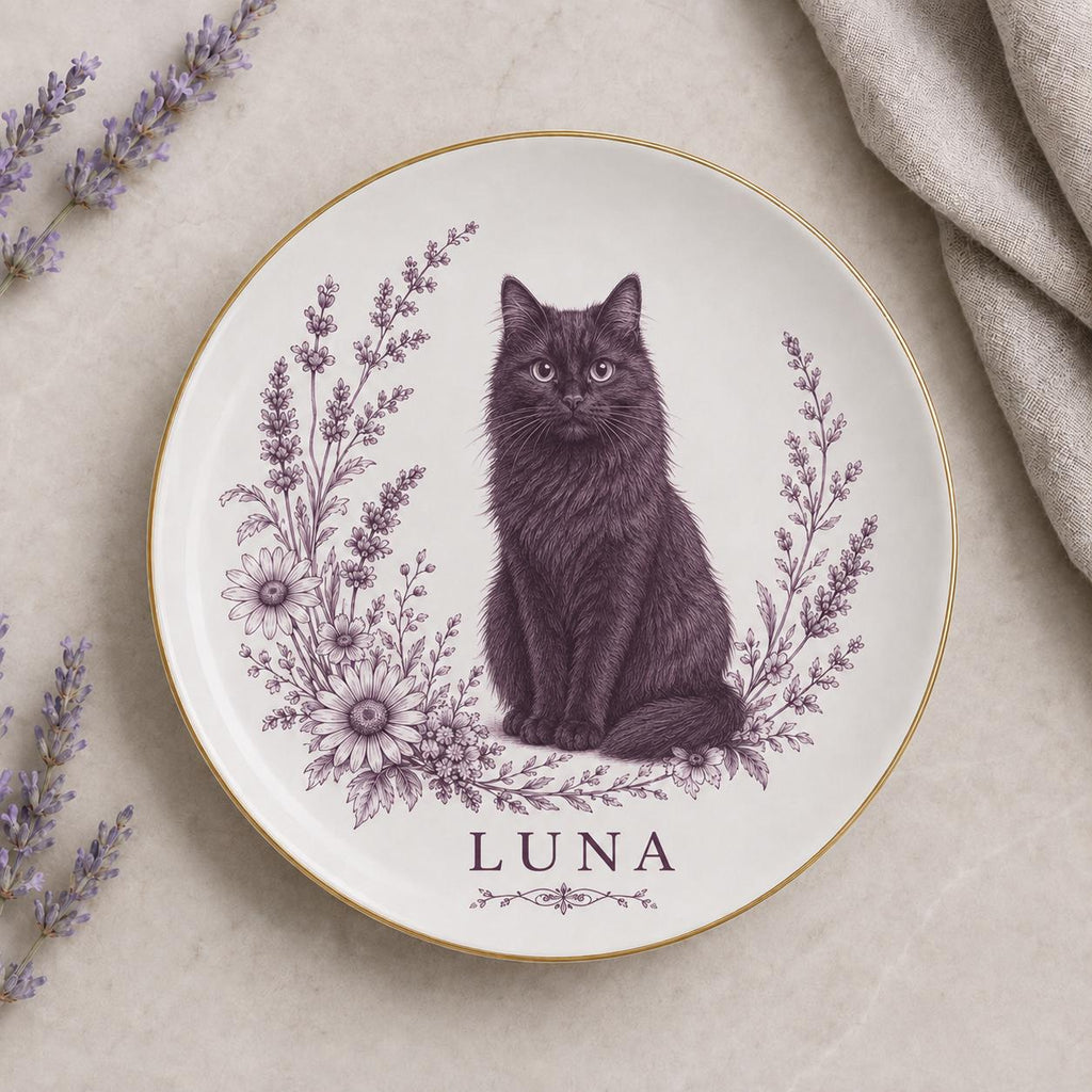 Personalized Cat Ceramic Dish - Custom Pet Name Plate - image 3