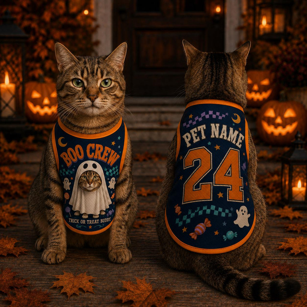 Ghost Dog Halloween Vest - Personalized Pet Name Number Jersey - image 2