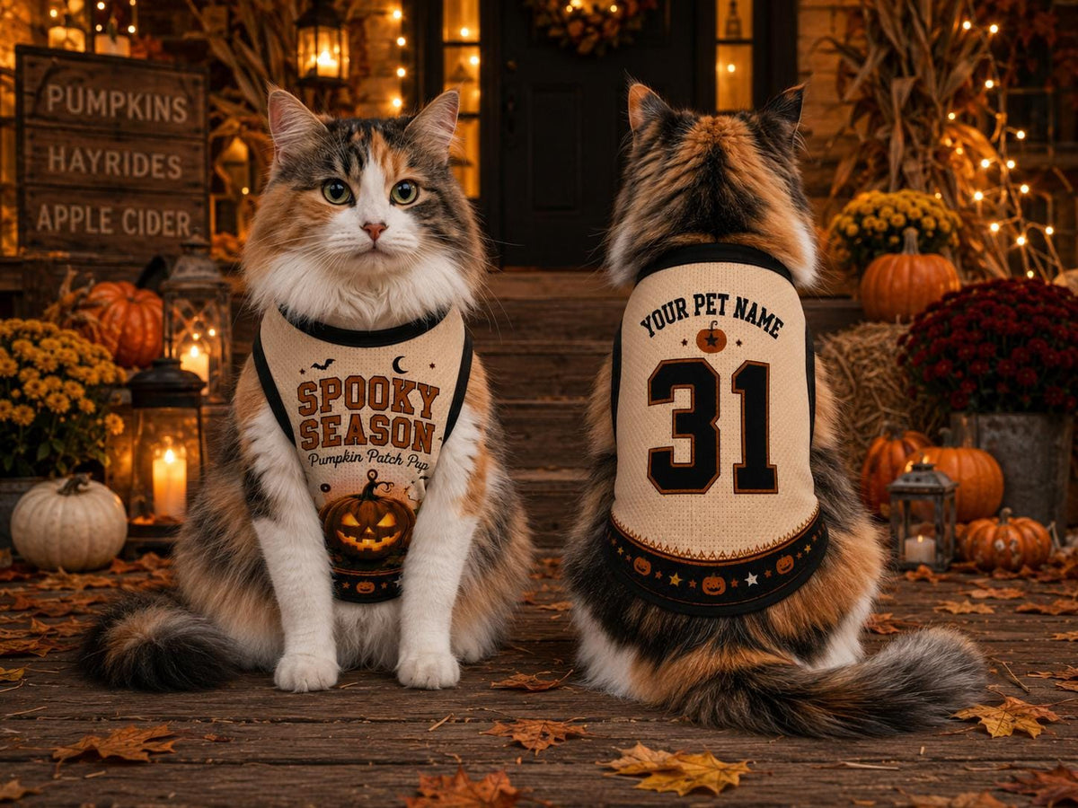 Spooky Season Pet Jersey - Personalized Pumpkin Patch Pup Shirt