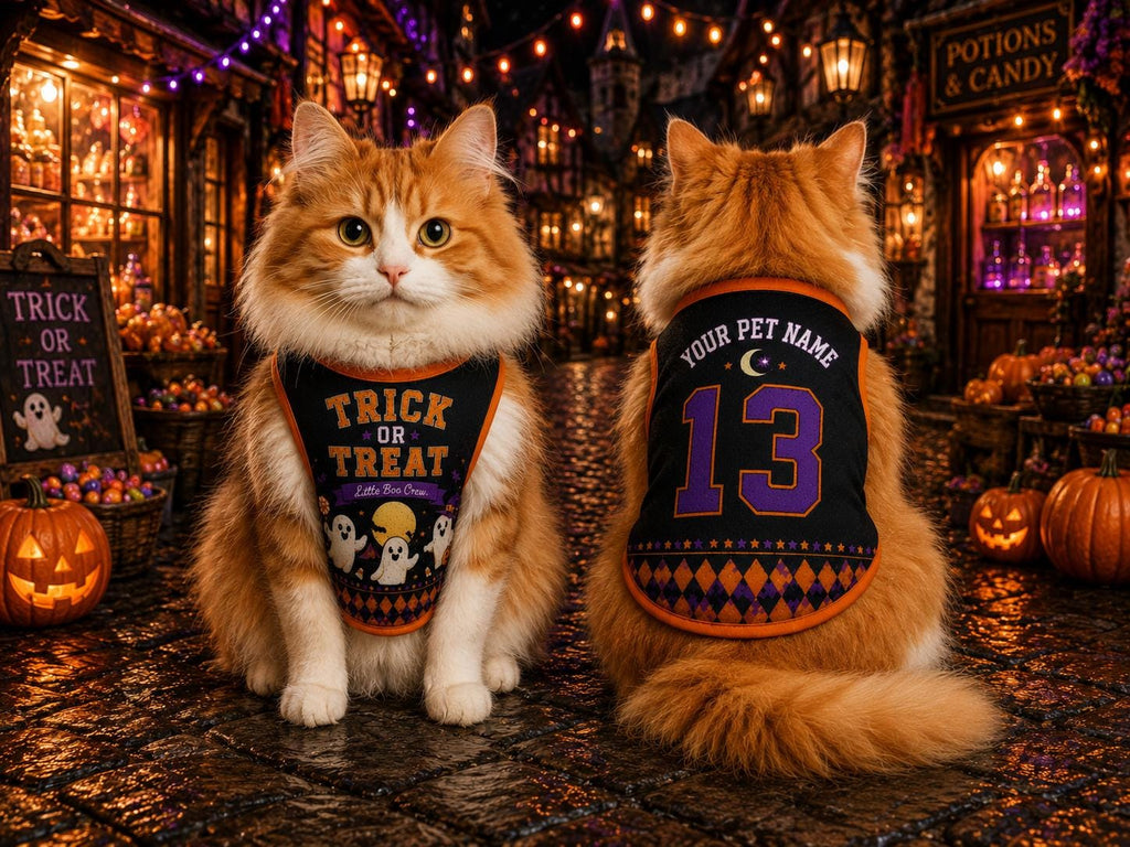 Trick or Treat Pet Jersey - Personalized Dog Name Number Shirt - image 4