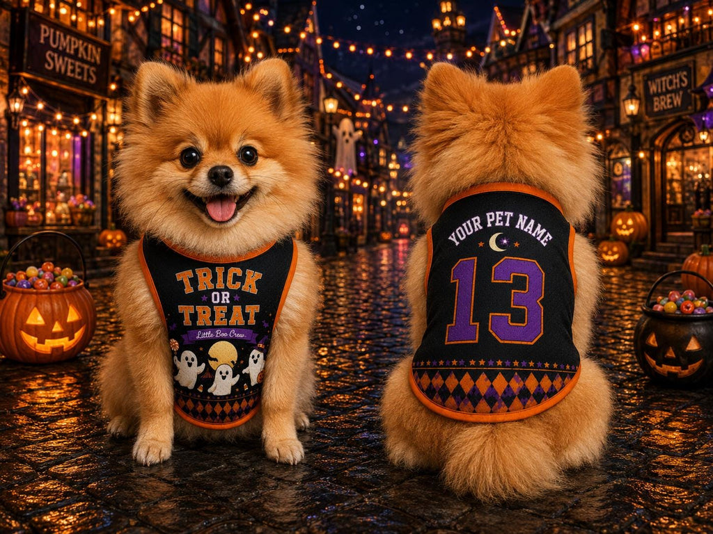 Trick or Treat Pet Jersey - Personalized Dog Name Number Shirt - image 3