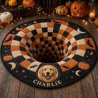 Personalized Corgi Halloween Rug - Custom Pet Name Round Carpet - image 2