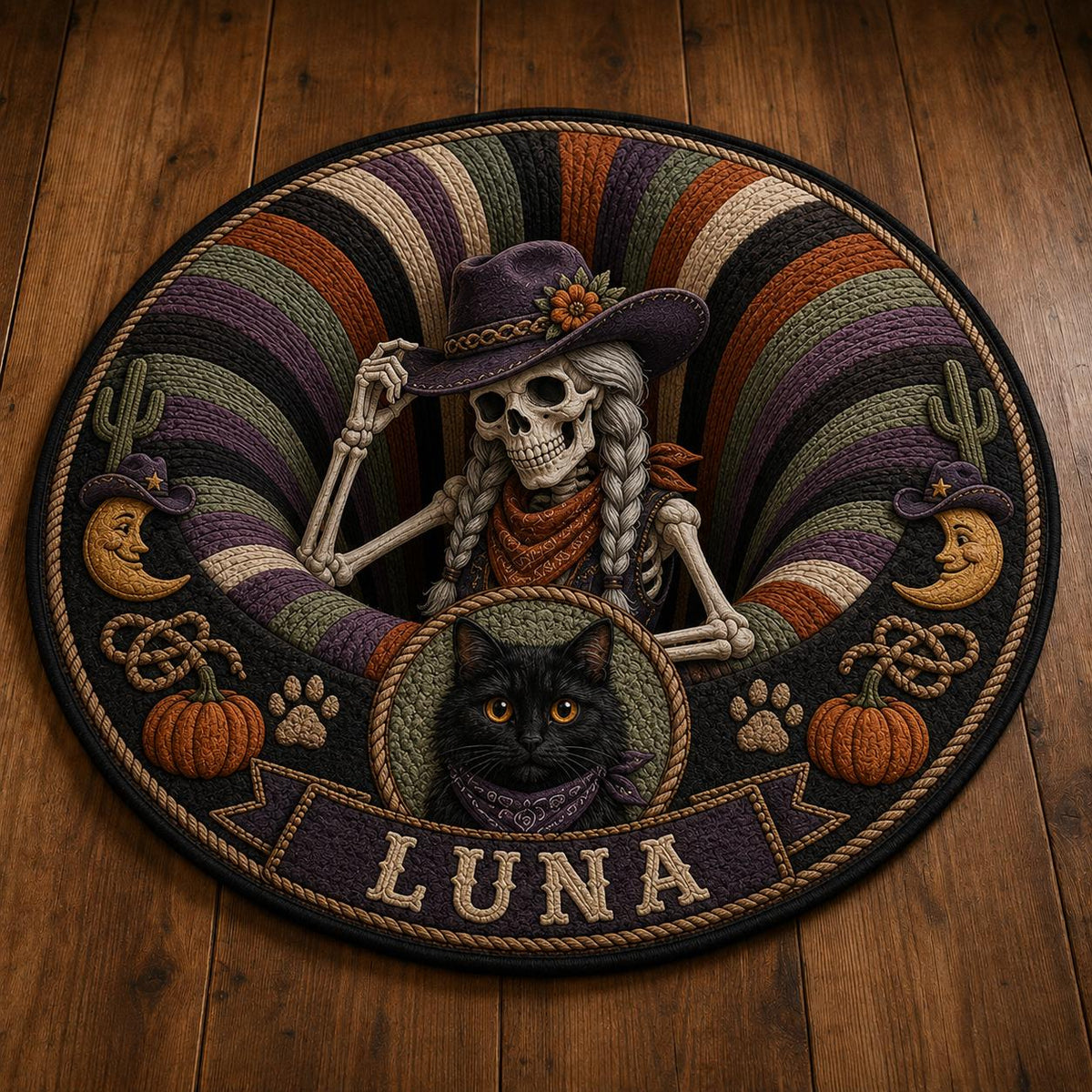 Pirate Dog Round Rug - Personalized Pet Name Carpet - image 2