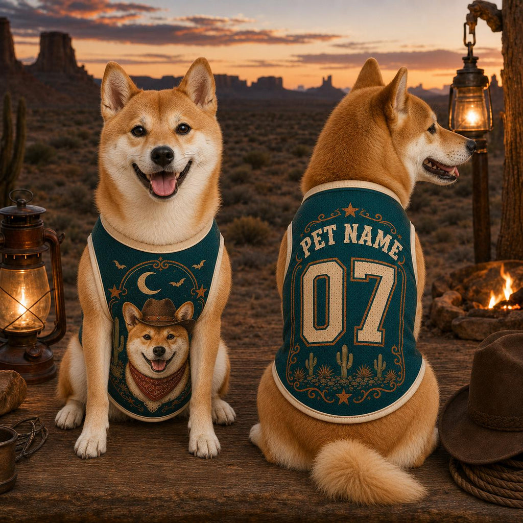 Cowboy Dog Jersey - Personalized Pet Name Number Shirt - image 2