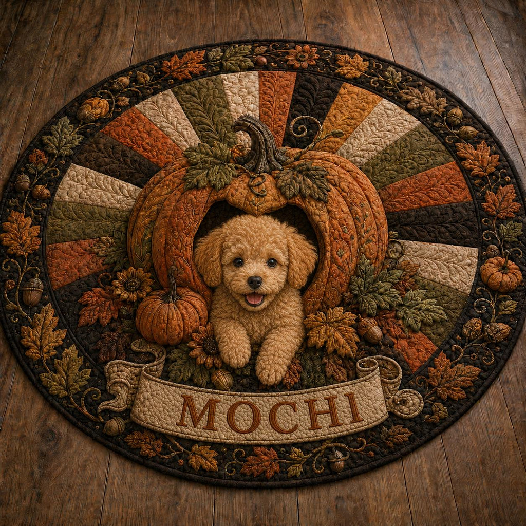Pumpkin Cat Round Rug - Fall Autumn Cat Area Rug
