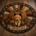 Pumpkin Cat Round Rug - Fall Autumn Cat Area Rug