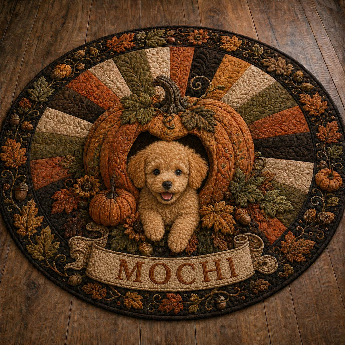 Pumpkin Cat Round Rug - Fall Autumn Cat Area Rug