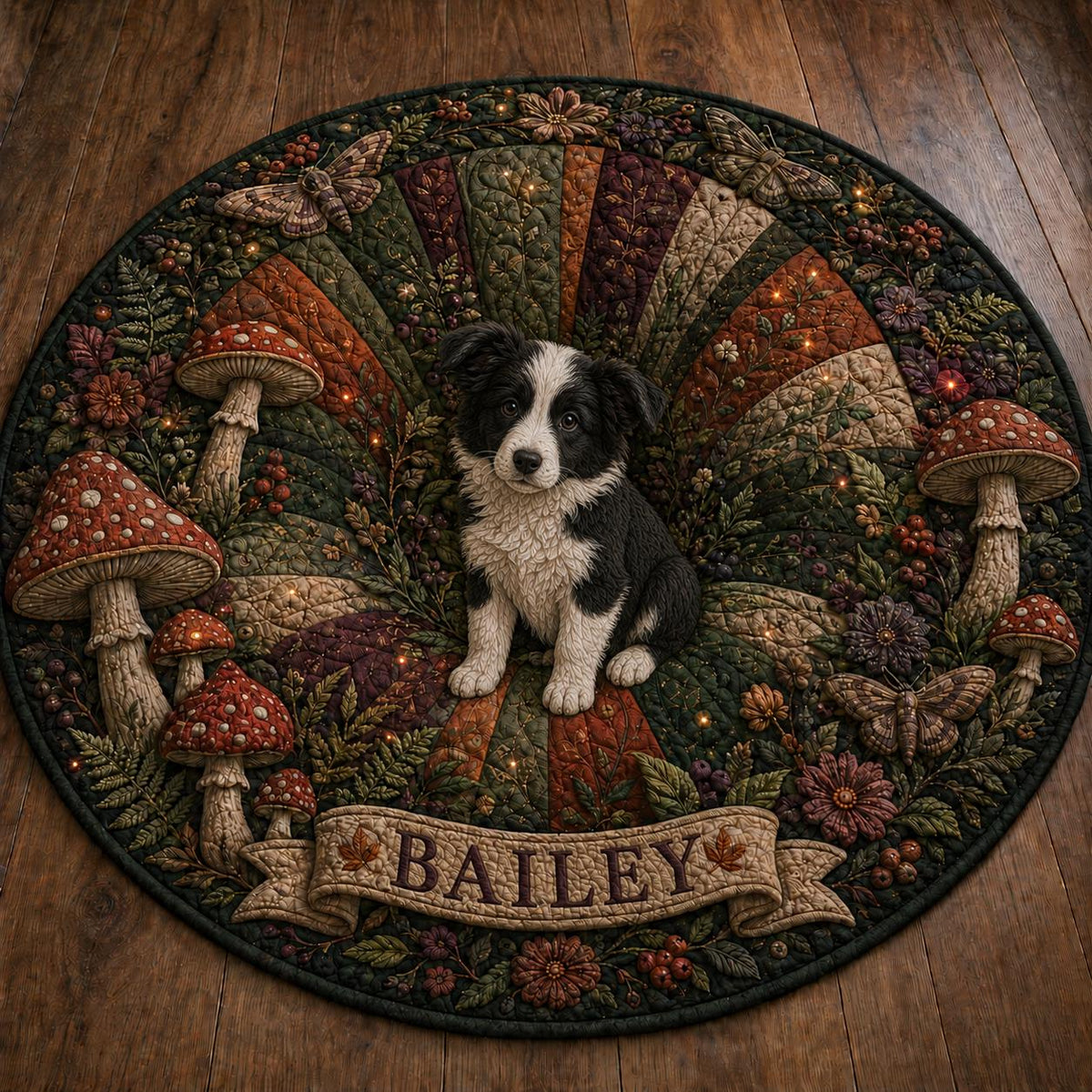 Mushroom Cat Round Rug - Personalized Woodland Cat Area Rug - image 2