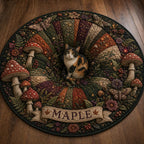 Mushroom Cat Round Rug - Personalized Woodland Cat Area Rug - image 4