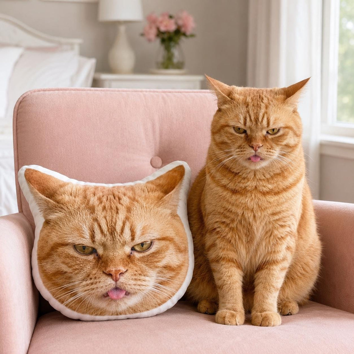 Funny Cat Face Pillow - Custom Pet Photo Cushion