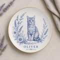 Personalized Cat Ceramic Dish - Custom Pet Name Plate