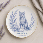 Personalized Cat Ceramic Dish - Custom Pet Name Plate