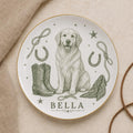 Personalized Western Dog Ceramic Dish - Custom Pet Name Plate