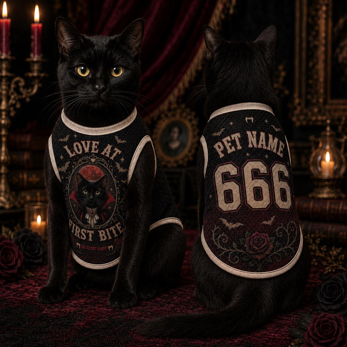 Vampire Cat Pet Jersey - Personalized Name Number Halloween Shirt - image 5