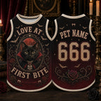 Vampire Cat Pet Jersey - Personalized Name Number Halloween Shirt