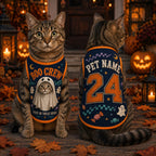 Ghost Dog Halloween Vest - Personalized Pet Name Number Jersey - image 3